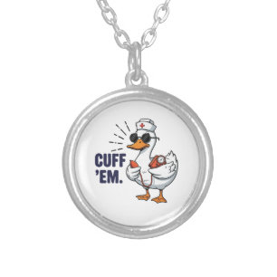 Cuff 'Em Goose Nurse Funny Silly Goose Nurse Silver Plated Necklace