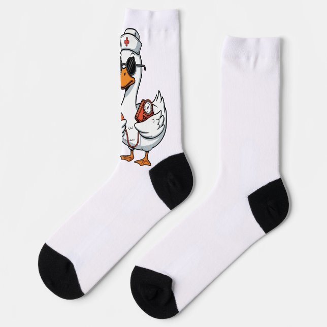Cuff 'Em Goose Nurse Funny Silly Goose Nurse Socks (Left)
