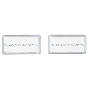 Cuff Links Best Man Grayed Jade Green Botanical