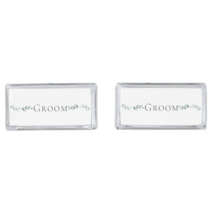 Cuff Links Groom Grayed Jade Green Botanical