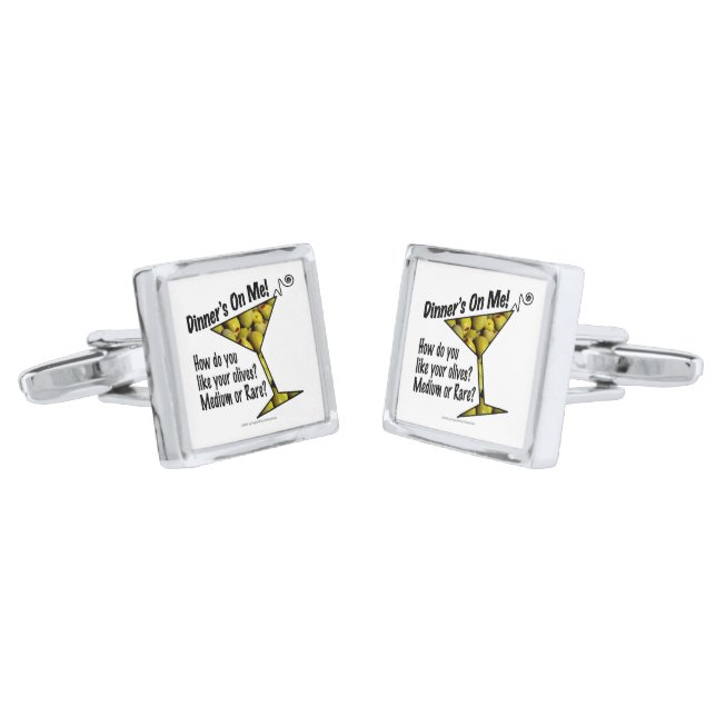 CUFF LINKS - MEDIUM or RARE MARTINI OLIVES? (Angled)