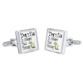 CUFF LINKS - TEQUILA, CHEAPER THAN THERAPY