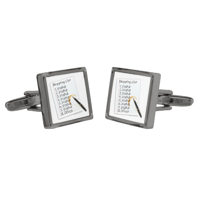 CUFF LINKS - VODKA SHOPPING LIST (Angled)