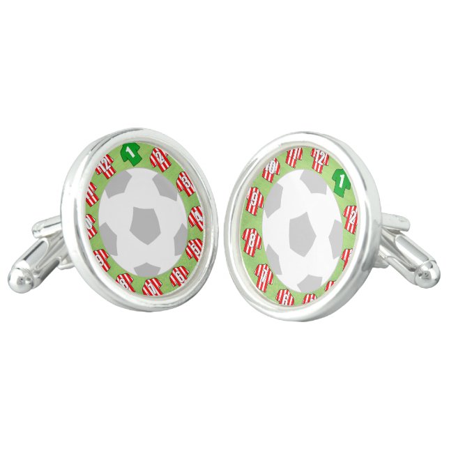 Cuff-links with Red & White Striped Shirts Cufflinks (Angled)