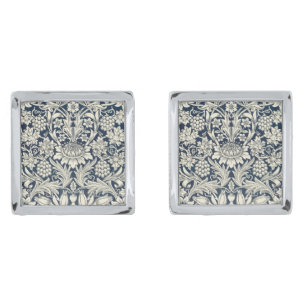 Cufflinks -Art Nouveau Blue Floral