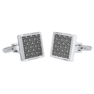 Cufflinks Black Flowers