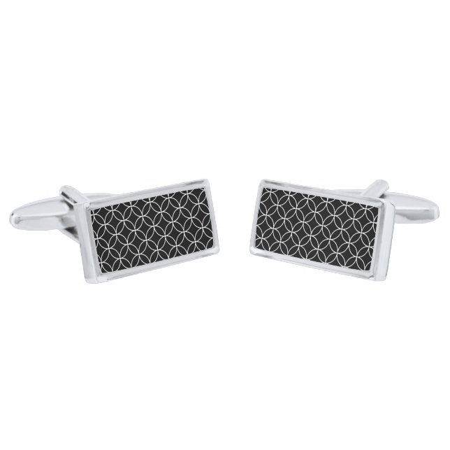 Cufflinks Black & White Circles (Angled)