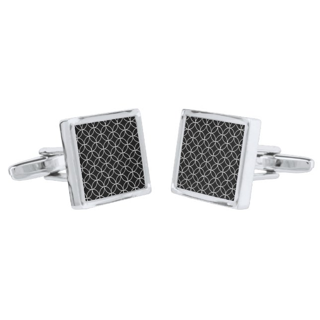 Cufflinks Black & White Circles (Angled)