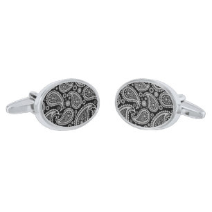 Cufflinks Blue & Black Paisley