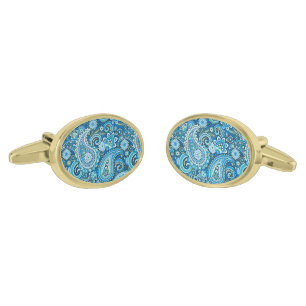 Cufflinks Blue Paisley