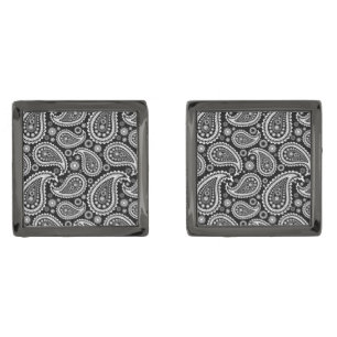 Cufflinks By Ties & Cuffs-Black Paisley