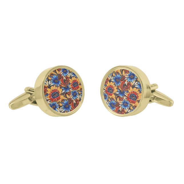 Cufflinks Floral Print (Angled)