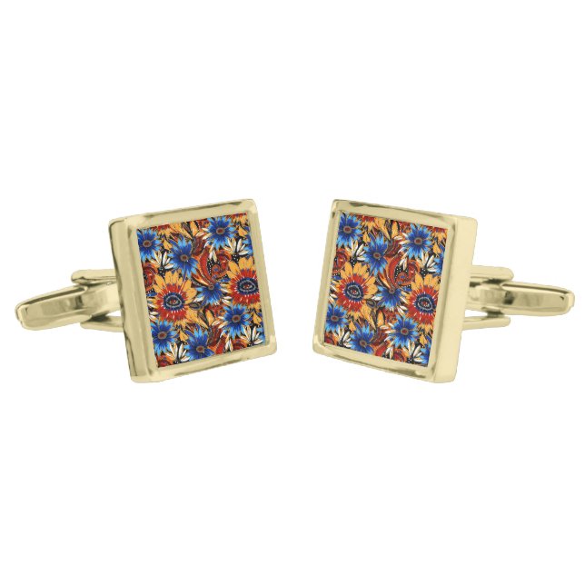 Cufflinks Floral Print (Angled)