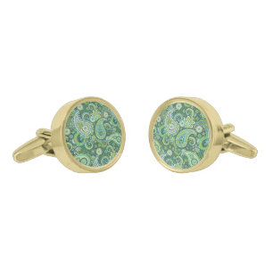Cufflinks Green Paisley