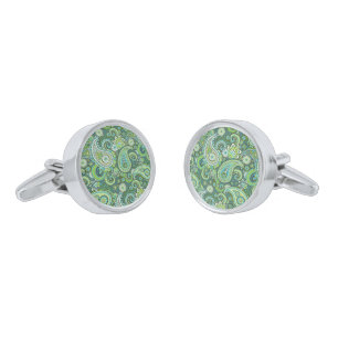 Cufflinks Green Paisley