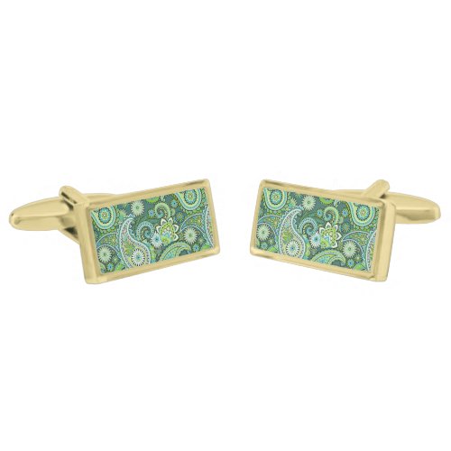 Cufflinks Green Paisley