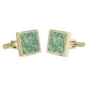 Cufflinks Green Paisley