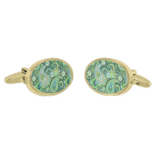 Cufflinks Green Paisley