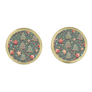 Cufflinks in Christmas pattern
