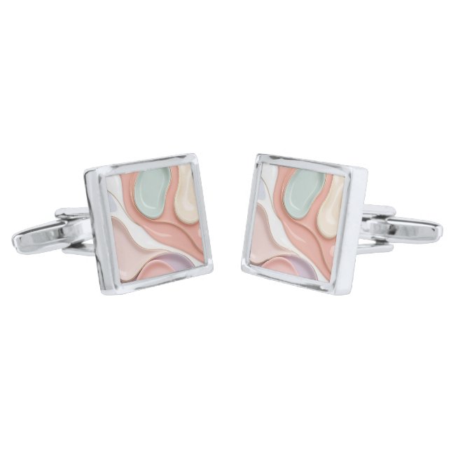 Cufflinks in stylish abstract graphic (Angled)
