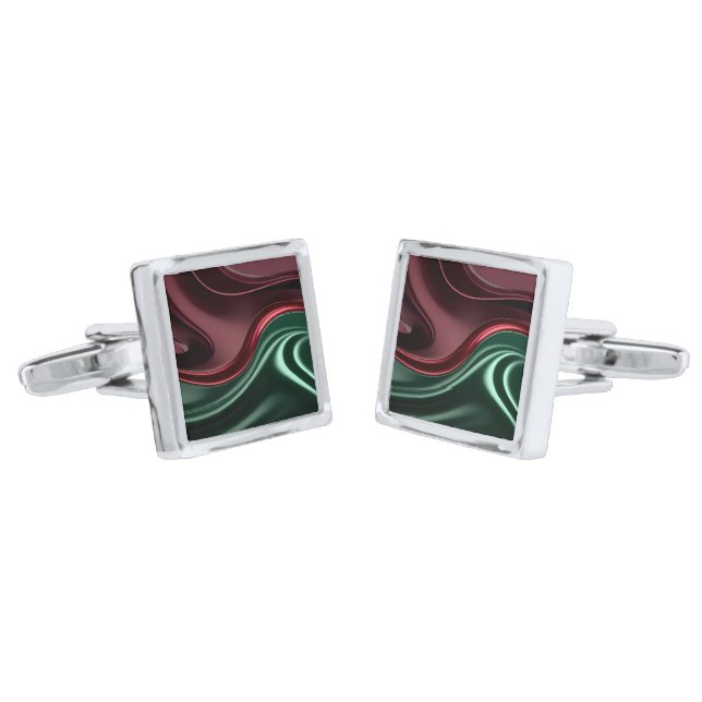 Cufflinks in stylish abstract graphic (Angled)