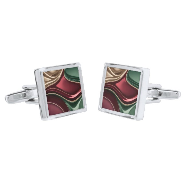 Cufflinks in stylish abstract graphic (Angled)
