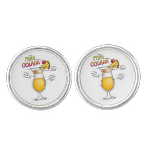 CUFFLINKS - PINA COLADA RECIPE COCKTAIL ART