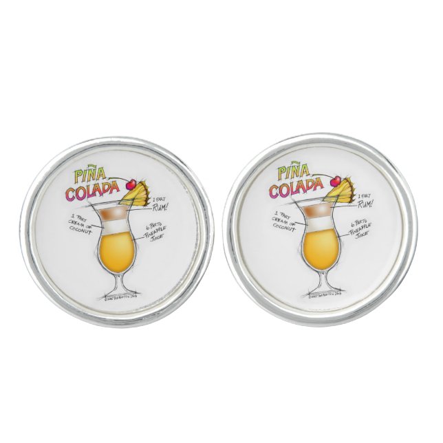 CUFFLINKS - PINA COLADA RECIPE COCKTAIL ART (Front)