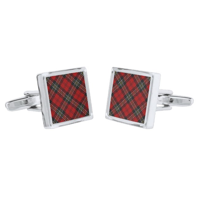 Cufflinks - Red Tartan Macpherson Clan (Angled)