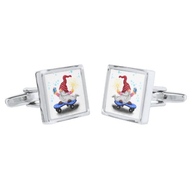 Cufflinks with Christmas Gnome (Angled)
