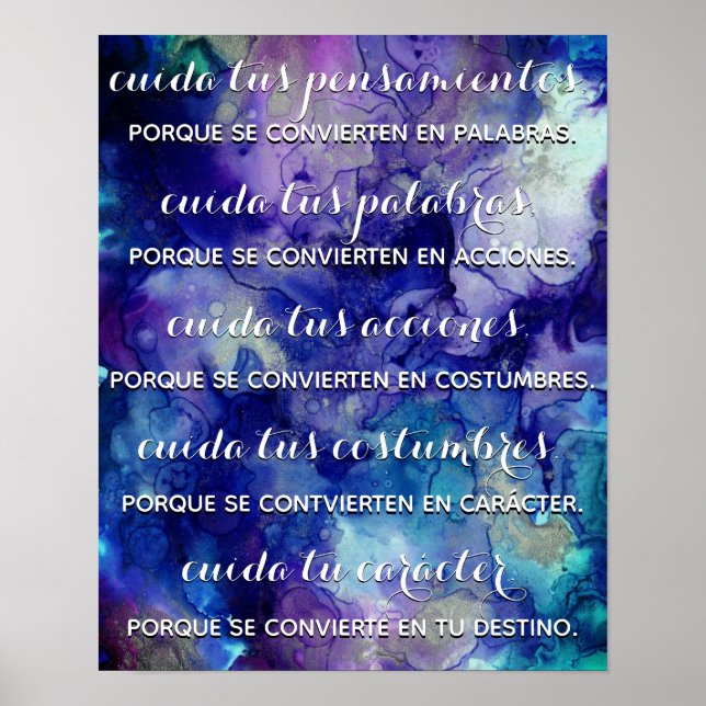 Cuida tus pensamientos poster (Front)