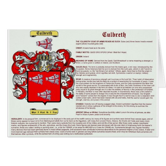 Culbreth (meaning) (Front Horizontal)