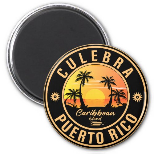 Culebra Puerto Rico Retro Sunset Souvenirs 60s Magnet