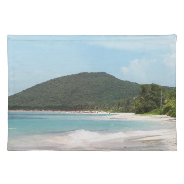 Culebra's Flamenco Beach Puerto Rico Cloth Placemat (Front)