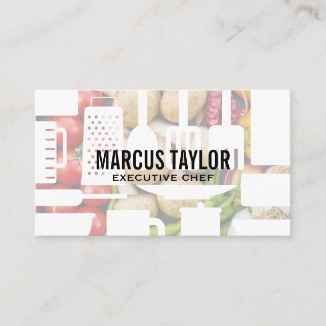 Culinary Arts | Chef | Cooking Fruits Vegetables Business Card (Front)