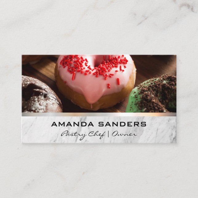 Culinary Arts | Donuts Background Business Card (Front)
