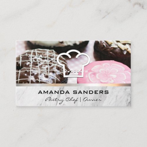 Culinary Arts  Gourmet Donuts Chef Hat Icon Business Card