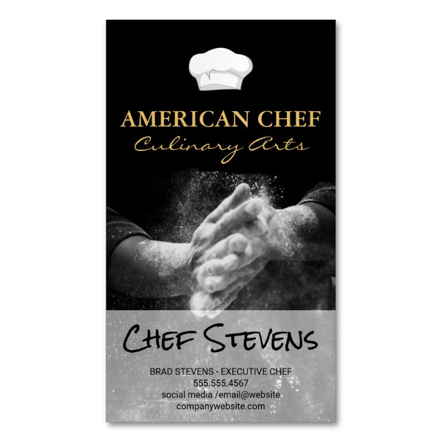 Culinary Arts | Pastry Chef Business Card Magnet (Front Vertical)