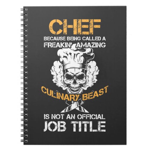 Culinary Beast Funny Kitchen Chef Cuisine Cook Notebook