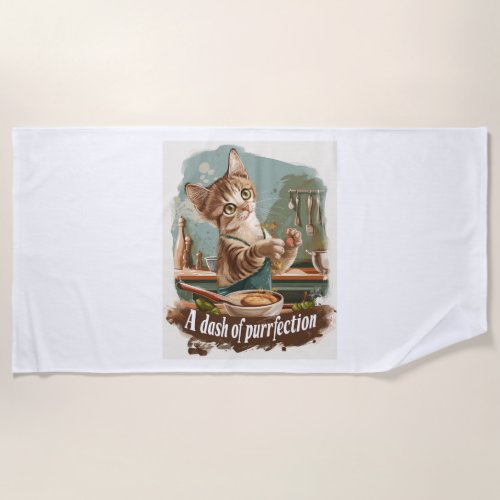 Culinary Cat Chef Beach Towel