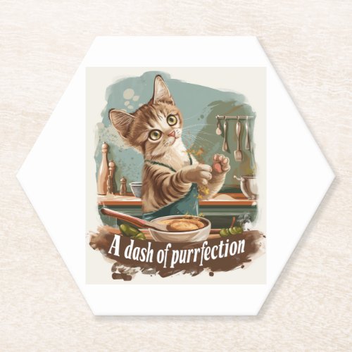 Culinary Cat Chef Paper Coaster
