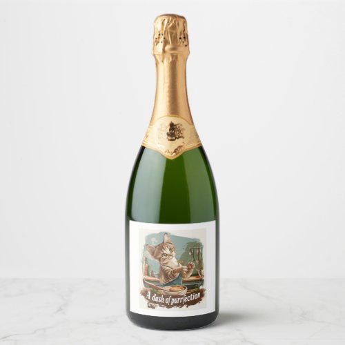 Culinary Cat Chef Sparkling Wine Label