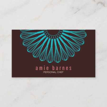 Culinary Chef Blue Whisk Logo Brown Business Card