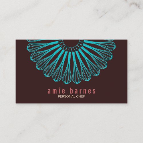 Culinary Chef Blue Whisk Logo Brown Business Card