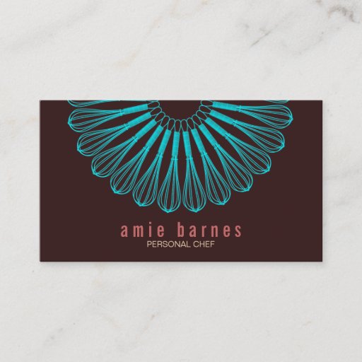 Customizable Culinary Chef Blue Whisk Logo Brown Business Card