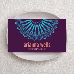 Culinary Chef Blue Whisk Logo Purple Catering Business Card