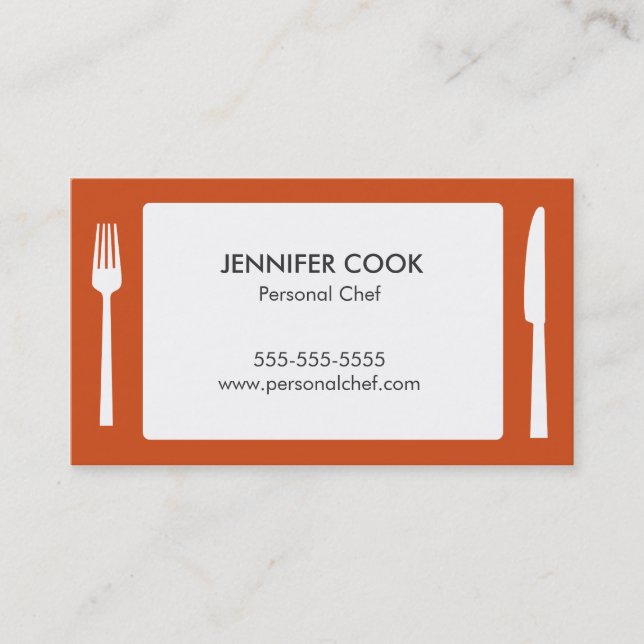 Culinary Chef Catering Placemat Business Card (Front)