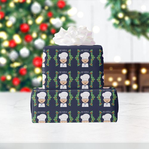 Culinary ChefFrench Cook Monogram Xmas Wrapping Paper