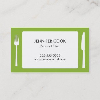 Culinary Chef Green Modern Business Card by emilymarydesigns at Zazzle