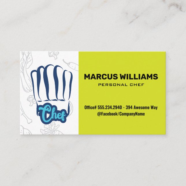 Culinary Chef Hat | Restaurant Owner Business Card (Front)